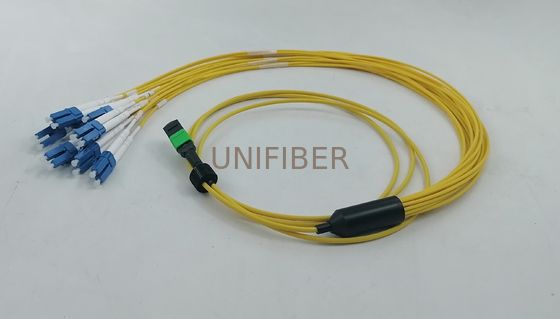 16 fibras MPO-16 APC (Femininha) para 8 LC UPC Breakout Patch Cord para 800G para 8x100G Conexão